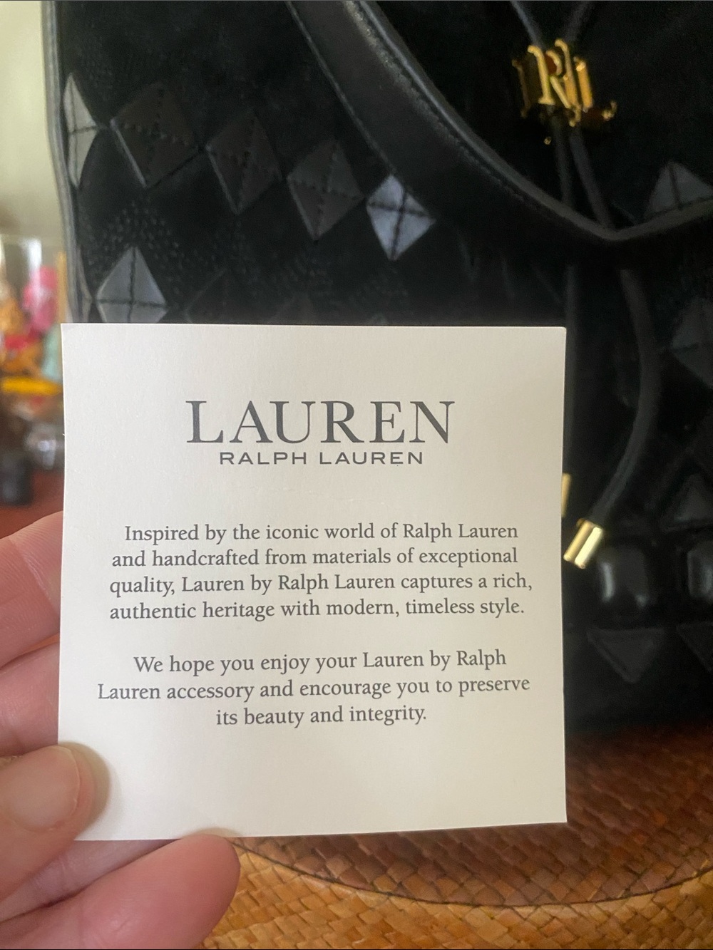 Lauren Ralph Lauren Fair Isle Black Suede Andie Drawstring Bucket Bag - Picture 13 of 16